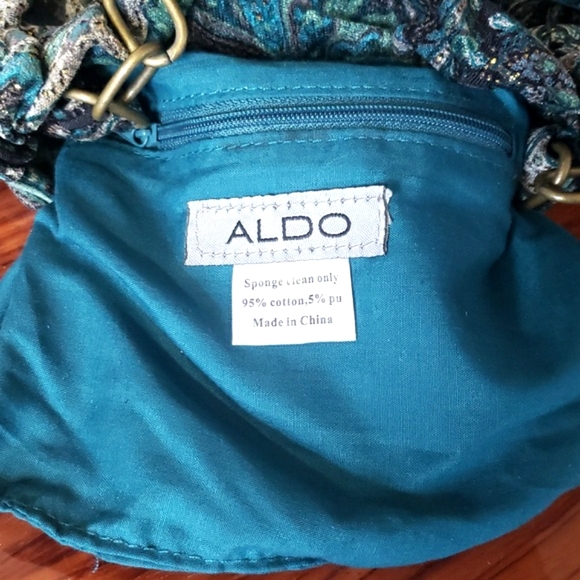 Aldo Mini Purse Gorgeous Print Colors,Sparkly & brass hardware / Leather Details - Picture 10 of 17